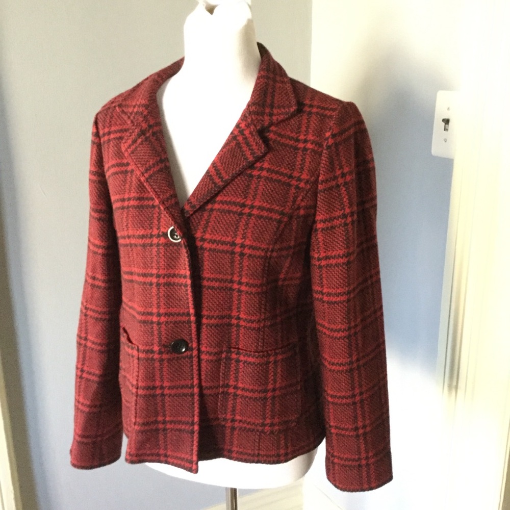 Red and black plaid Talbots jacket